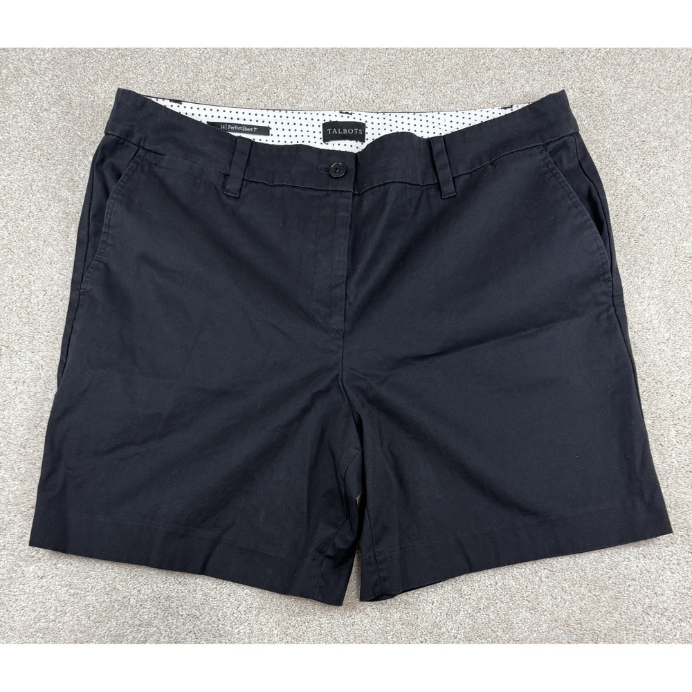 Talbots Perfect Short Women's 14 Chino Black Chino Shorts 7" Inseam Stretch
